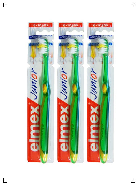 GABA International ENFANT BROSSE A DENT JUNIOR 6-12 ANS, エルメックス ジュニアハブラシ 6〜12歳用 3本セット ガバ インターナショナル