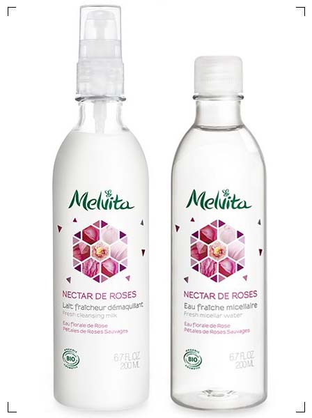 Melvita NECTAR DE ROSES EAU FRAICHE MICELLAIRE ET LAIT FRAICHEUR DEMAQUILLANT, ネクターデローズ クレンジングミルク＆ローションセット メルヴィータ