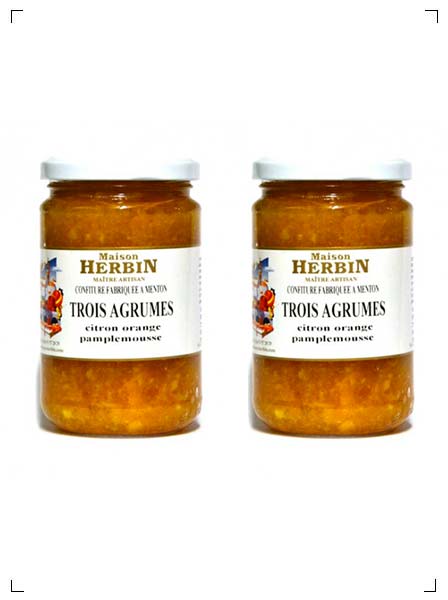 Maison Herbin CONFITURE TROIS AGRUMES CITRON-ORANGE-PAMPLEMOUSSE, コンフィチュール レモンとオレンジとグレープフルーツ 2個セット メゾン エルバン