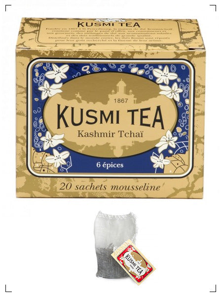 Kusmi Tea KASHMIR TCHAI 20 SACHETS MOUSSELINES, カシミール チャイ ティーバッグ×20袋 クスミティ
