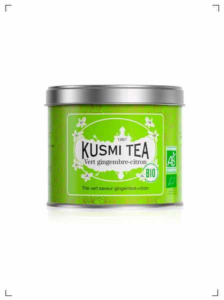 Kusmi Tea THE VERT GINGEMBRE CITRON BIO BOITE METAL, テ ヴェール ジャンジャンブル ビオ シトロン 缶入り クスミティ