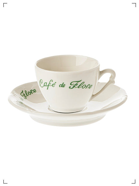 Cafe de Flore TASSE A CAFE ET SOUS TASSE, オリジナル エスプレッソカップ アンド ソーサー カフェ ド フロール