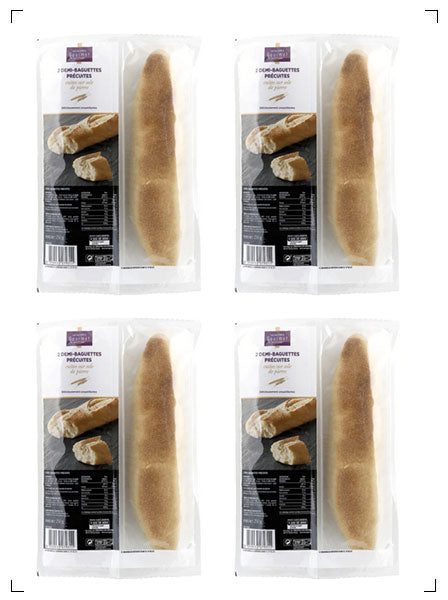 Monoprix gourmet 2 DEMI-BAGUETTES  PRECUITES CUITS SUR SOLE DE PIERRE 4PC, バゲット トラディション プレキュイ 石窯焼き 1セット2本入り 4セット モノプリ グルメ
