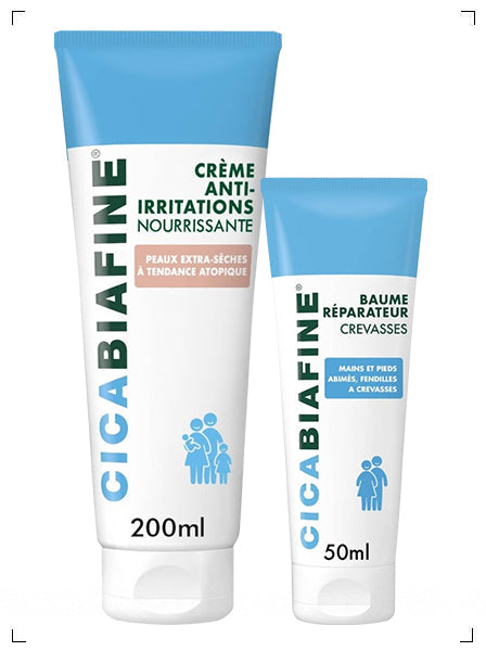 Biafine CICABIAFINE CREME HYDRATANTE CORPORELLE ANTI-IRRITATIONS ET BAUME REPARATEUR CREVASSES, シカビアフィン ボディ用クリーム＆リペアクリーム スペシャルセット ビアフィン