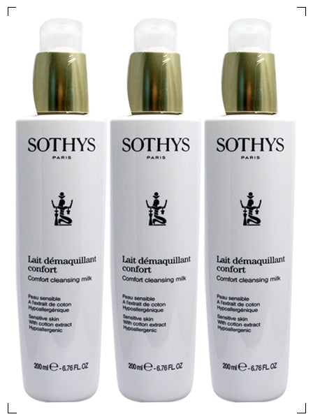 Sothys LAIT DEMAQUILLANT CONFORT 3PIECES SET, コンフォート クレンジングミルク 3本セット ソティス