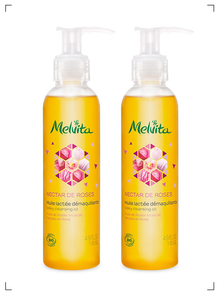 Melvita HUILE LACTEE DEMAQUILLANTE VISAGE ET YEUX, ローズネクター クレンジング オイル 2本セット メルヴィータ
