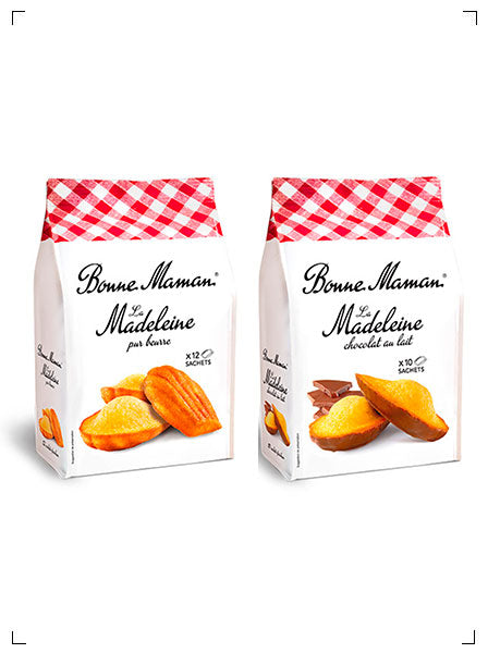 Bonne Maman LA MADELEINE AU BEURRE FRAIS ET CHOCOLAT AU LAIT, マドレーヌ 2種セット ボンヌママン