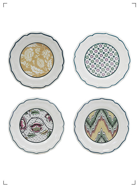Gien DOMINOTE 4 ASSIETTES CANAPES ASSORTIES, ドミノテ カナッペプレート 4枚セット ジアン