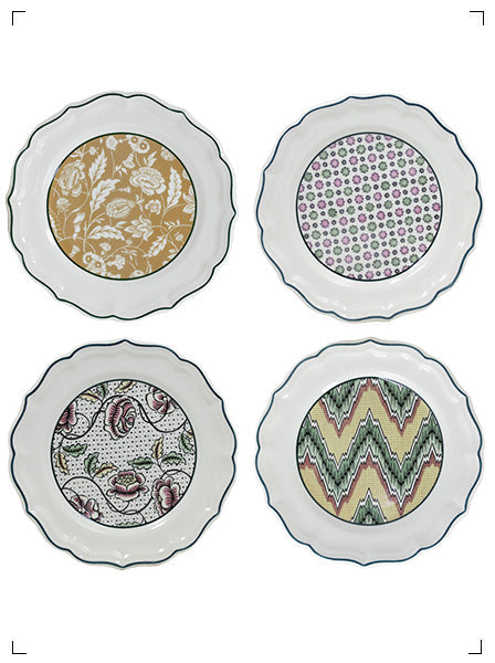 Gien DOMINOTE 4 ASSIETTES DESSERT ASSORTIES, ドミノテ デザートプレート 4枚セット ジアン