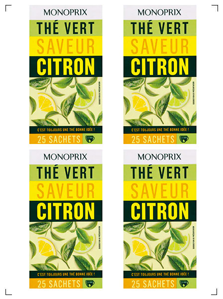 Monoprix THE VERT SAVEUR CITRON, グリーンティー レモン 4箱セット モノプリ