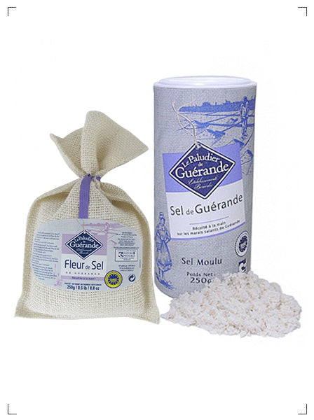 La Paludier Guerande SEL DE GUERANDE FLEUR DE SEL ET SEL MOULU SET, ゲランドの塩 大粒タイプ 細粒タイプ セット ラ パルディエー ゲランド
