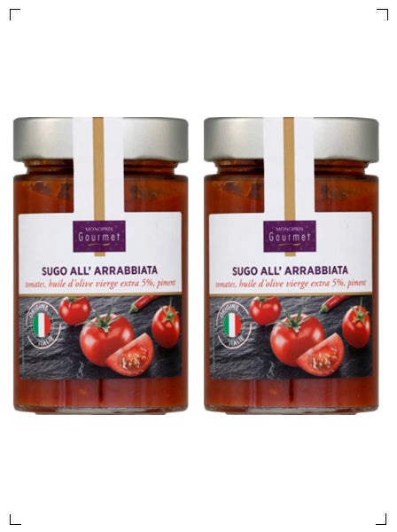 Monoprix gourmet SUGO ALLARRABIATA SAUCE CUISINEE AU PIMENT FORT, アラビアータ パスタソース 2個セット モノプリ グルメ