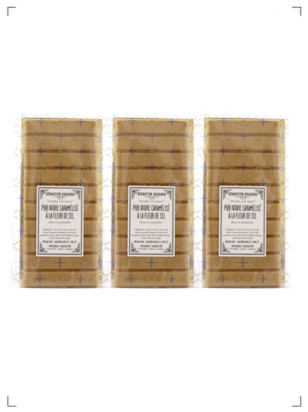 Sebastien Gaudard TABLETTES PUR IVOIRE CARAMELISE A LA FLEUR DE SEL, タブレット 塩キャラメル 3枚セット セバスチャン ゴダール