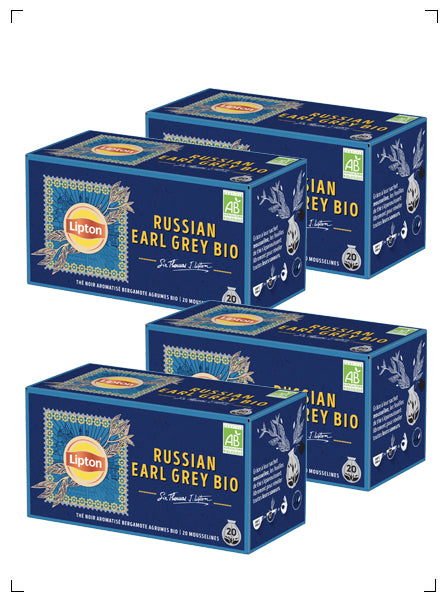 Lipton THE RUSSIAN EARL GREY AROMATISE BERGAMOTE ET AGRUMES MOUSSELINE, オーガニック ロシアンアールグレイ 4箱セット リプトン