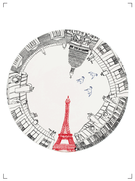 Gien CA C'EST PARIS ! PLAT A GATEAUX, サ セ パリ！ ケーキ プレート ジアン