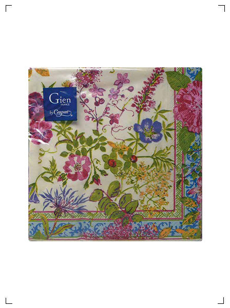 Gien PAQUET 20 SERVIETTES MILLEFLEURS, ペーパーナプキン ミルフルール 2セット ジアン