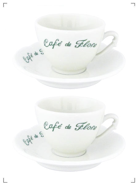 Cafe de Flore 2 TASSES A THE ET SOUS TASSE, オリジナル ティーカップ アンド ソーサー 2組セット カフェ ド フロール