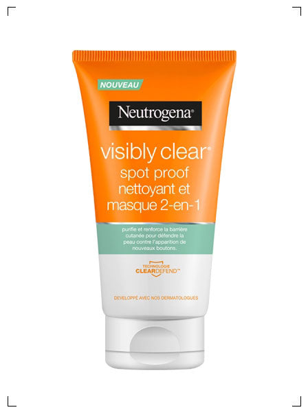 Neutrogena VISIBLY CLEAR SPOT PROOF 2-EN-1 NETTOYANT ET MASQUE, クレンジング＆マスク 2イン1 クリーム ニュートロジーナ