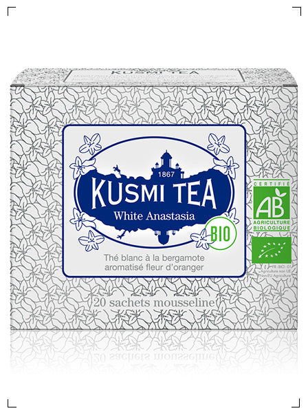 Kusmi Tea WHITE ANASTASIA BIO 20 SACHETS MOUSSELINES, ホワイト アナスタシア ティーバッグ ×20袋 クスミティ