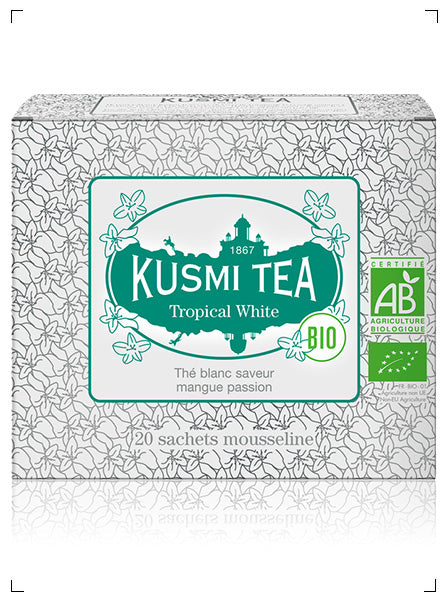 Kusmi Tea TROPICAL WHITE 20 SACHETS MOUSSELINES, トロピカル ホワイト ティーバッグ ×20袋 クスミティ