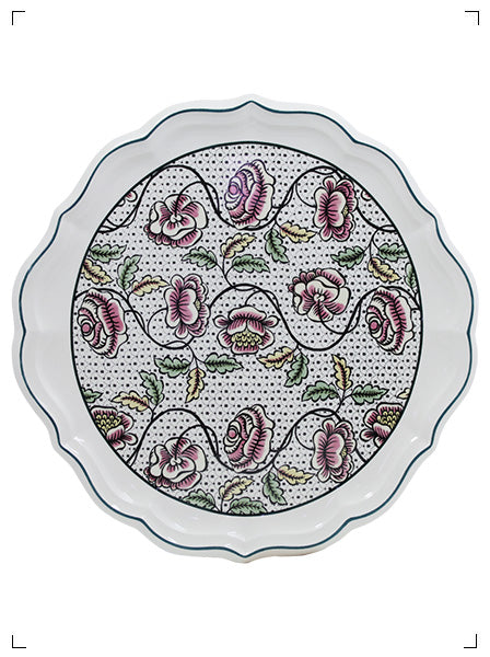 Gien DOMINOTE PLAT A GATEAUX ROSES, ドミノテ ケーキプレート ローズ ジアン