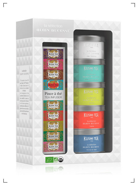 Kusmi Tea LA SELECTION ALAIN DUCASSE AVEC UNE PINCE A THE, ラ セレクション アラン デュカス ティーサーバー 付き クスミティ