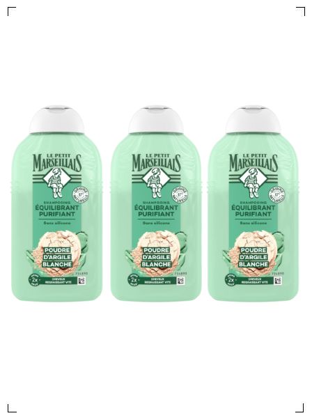 Le Petit Marseillais SHAMPOOING EQUILIBRANT PURIFIANT POUDRE D ARGILE BLANCHE, オーガニックシャンプー ホワイトクレイ 3本セット ル プチ マルセイエ