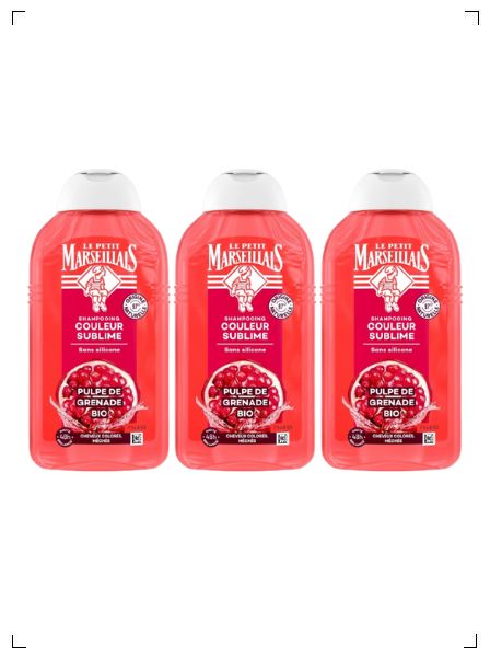 Le Petit Marseillais SHAMPOOING COULEUR SUBLIME PLUPE DE GRENADE BIO, オーガニックシャンプー ザクロ 3本セット ル プチ マルセイエ
