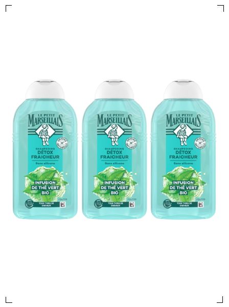 Le Petit Marseillais SHAMPOOING DETOX FRAICHEUR INFUSION DE THE VERT BIO, オーガニックシャンプー 緑茶 3本セット ル プチ マルセイエ