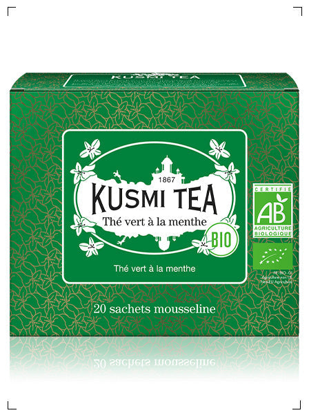Kusmi Tea THE VERT A LA MENTHE BIO 20 SACHETS MOUSSELINES, テ ヴェール ア ラ マント ティーバッグ ×20袋 クスミティ
