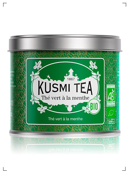 Kusmi Tea THE VERT A LA MENTHE BIO BOITE METAL, テ ヴェール ア ラ マント 缶入り クスミティ