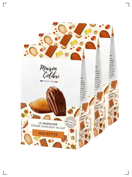 Maison Colibri LA MADELEINE NOISETTE COQUE CHOCOLAT AU LAIT, マドレーヌ ノワゼット ミルクチョコレート 3袋セット メゾン コリブリ