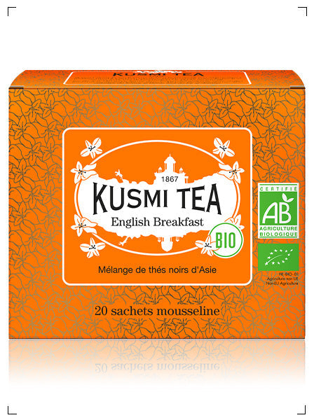 Kusmi Tea ENGLISH BREAKFAST BIO 20 SACHETS MOUSSELINES, イングリッシュ ブレックファスト ティーバッグ ×20袋 クスミティ