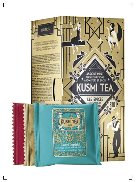 Kusmi Tea COFFRET LES EPICES BOITE DE 24 SACHETS ENVELOPPES, コフレ スパイス ティーバッグ 24袋入り クスミティ
