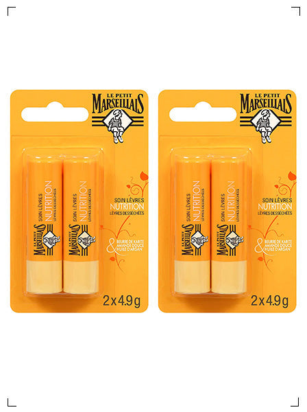 Le Petit Marseillais SOINS LEVRES NUTRITION, リップクリーム 4本セット ル プチ マルセイエ