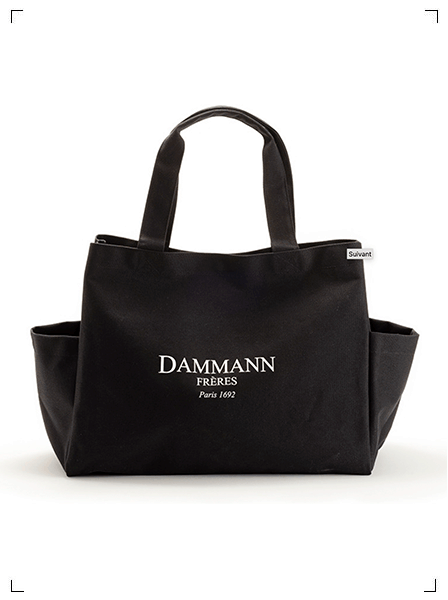 Dammann Freres SHOPPING BAG TOILE NOIRE, コットンバッグ ブラック ダマン フレール