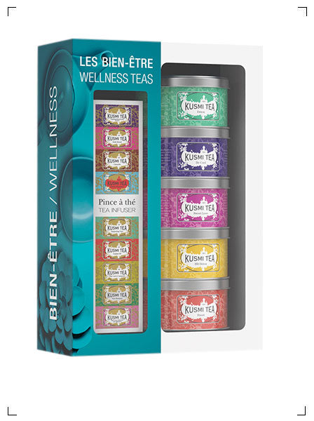 Kusmi Tea COFFRET BIEN-ETRE AVEC UNE PINCE A THE, コフレ ビアンエートル ティーサーバー 付き クスミティ