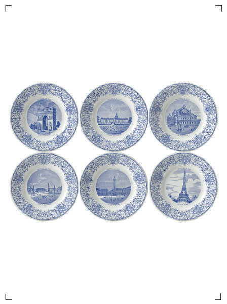 Gien COFFRET DE 6 ASSIETTES DESSERT MONUMENTS DE PARIS, パリのモニュメント デザートプレート 6枚セット ジアン
