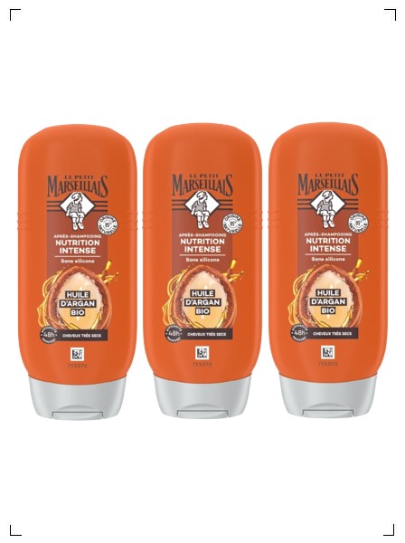 Le Petit Marseillais APRES SHAMPOOING NUTRITION INTENSE HUILE D'ARGAN BIO, オーガニックコンディショナー アルガンオイル ビオ 3本セット ル プチ マルセイエ