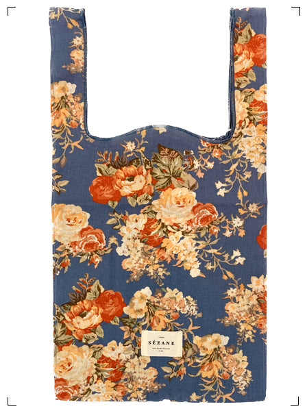 Sezane SAC DE SUPERMARCHE FLORAL BLEU, ショッピングバッグ 花柄青 セザンヌ