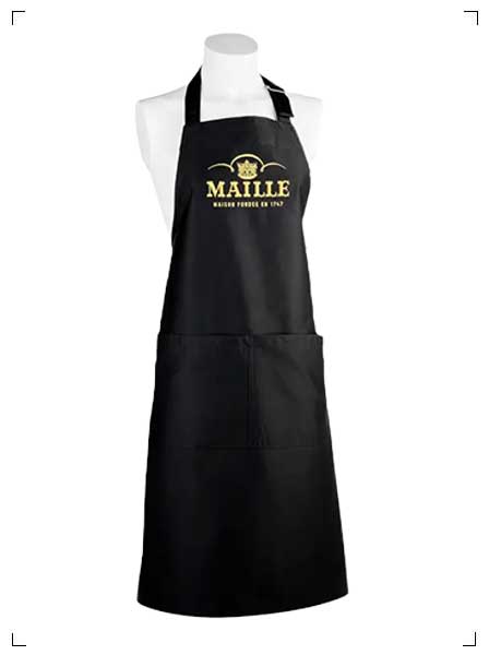 Maille TABLIER NOIR LOGO MAILLE, マイユオリジナル エプロン マイユ