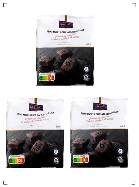 Monoprix gourmet MINI MOELLEUX AU CHOCOLAT, ミニチョコレートケーキ 3袋セット モノプリ グルメ