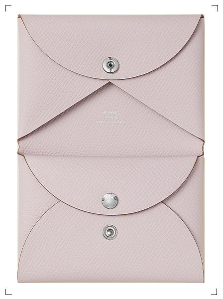 Hermes PORTE CARTE CALVI DUO COMPACT MAUVE PALE, カルヴィ カードケースデュオ モーヴパール エルメス