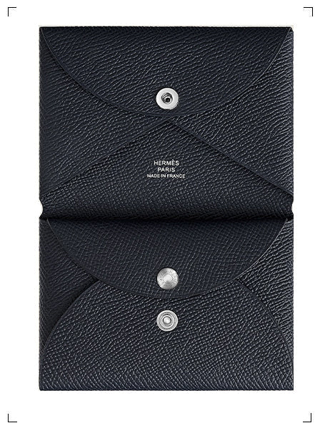 Hermes PORTE CARTE CALVI DUO COMPACT BLEU NUIT, カルヴィ カードケースデュオ ブルーニュイ エルメス