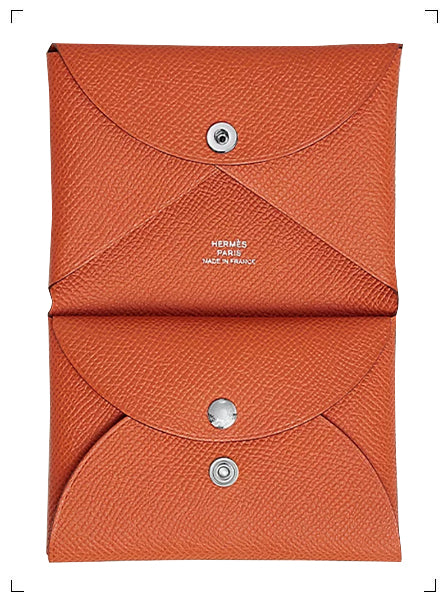 Hermes PORTE CARTE CALVI DUO COMPACT ORANGE, カルヴィ カードケースデュオ オレンジ エルメス