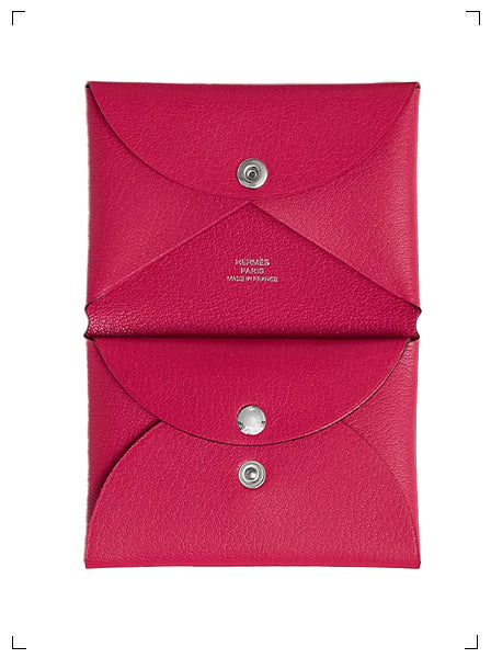 Hermes PORTE CARTE CALVI DUO COMPACT ROSE EXTREME, カルヴィ カードケースデュオ ローズエクストレム エルメス