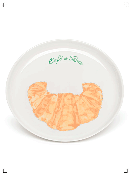 Marin Montagut ASSIETTE A DESSERT CAFE DE FLORE CROISSANT, カフェ ド フロール クロワッサン柄デザート皿 マラン　モンタギュ