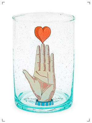 Marin Montagut VERRE ILLUSTRE COEUR SUR LA MAIN, グラス 手の上のハート マラン　モンタギュ