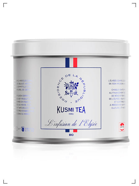 Kusmi Tea L INFUSION DE L ELYSEE BOITE 90G, エリゼ宮で朝食を ハーブティー 缶90ｇ クスミティ