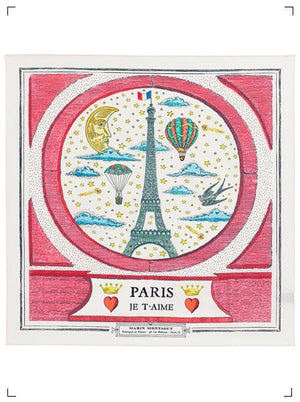 Marin Montagut FOULARD PARIS JE TAIME ROSE PETIT, スカーフ パリ ジュテーム ローズ 小 マラン　モンタギュ